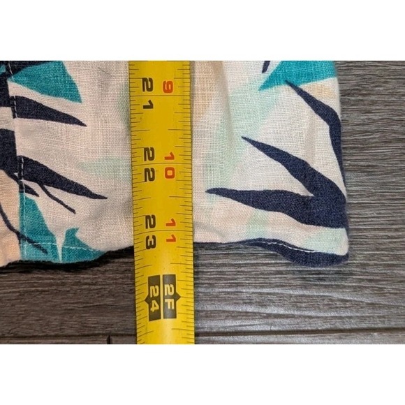 JM Collection Top Womens 16 Floral Print 100% Linen Button Up 3/4 Tie Sleeve - Picture 5 of 7